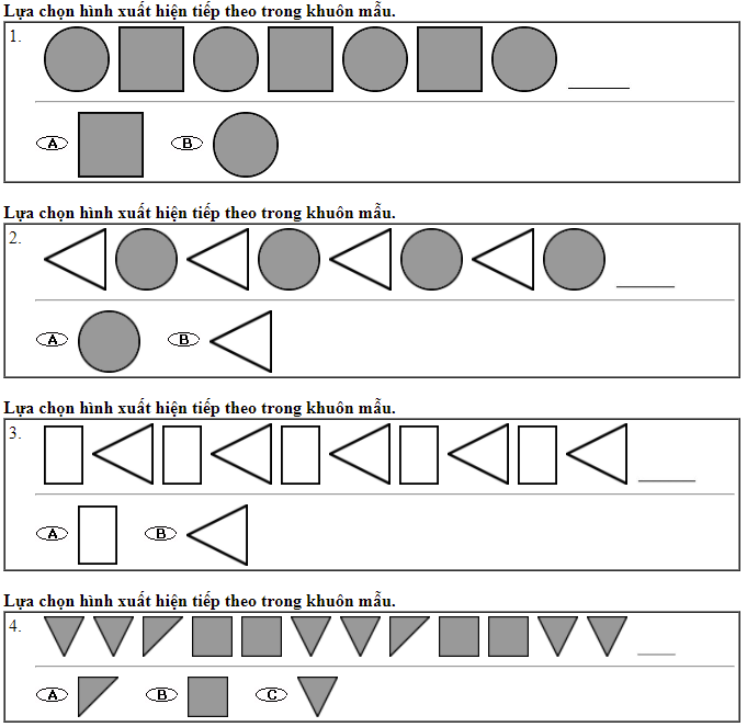 Bài tập vẽ các hình còn thiếu theo quy luật  Toán lớp 1