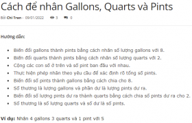 Cách để nhân Gallons, Quarts và Pints