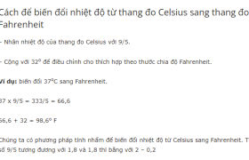 Chuyển đổi nhiệt độ từ Celsius (độ C) sang Fahrenheit (độ F)